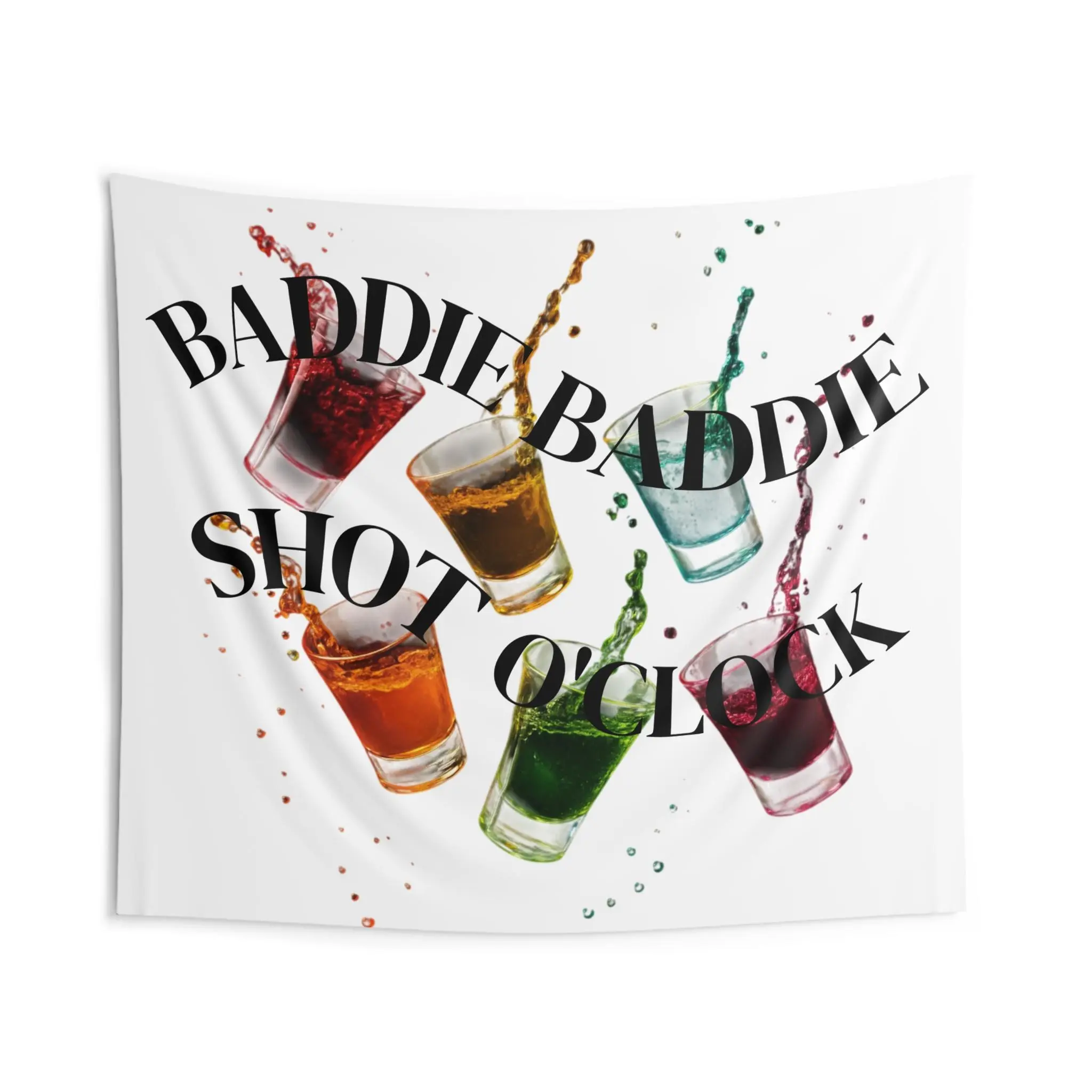 Baddie Shot O'Clock Wall Tapestry - Colorful Drinks, Home Decor, Party Decor, Unique Wall Art, College Dorm Decoration, Festival Vibes