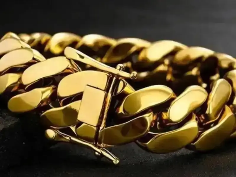 Velvet & Chrome 14 mm Men’s Hip Hop Cuban Link Chain – Gold-Plated Heavy Solid Rap Statement Necklace, 8" / 9", 198 g+