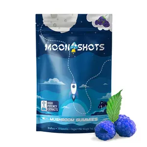 Moonshots Mushroom Gummies – Blue Raspberry – 10 Ct For Enhanced Focus & Energy