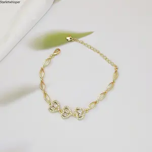 Cute Heart & Waterdrop CZ Bracelet for Women Korean Style Dainty Minimalist Jewelry Delicate Aesthetic Accessory Trendy Sweet Design for Daily Wear, Dates, Parties & Gift Giving