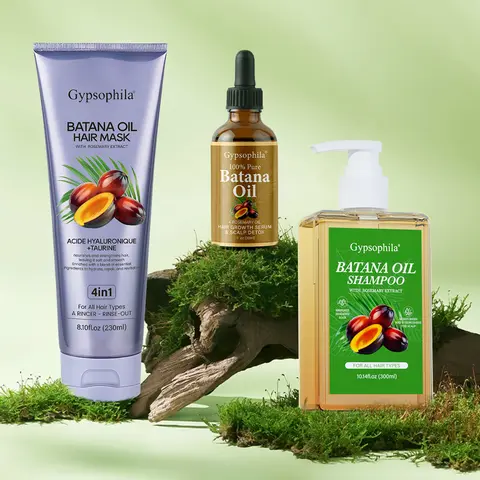 Gypsophila Adult Daily Haircare Kit - Batana Oil Shampoo, Conditioner, 4-in-1 Treatment Hair Mask, Lightweight Rosemary Oil Serum with Hyaluronic Acid, Taurine - Restore, Detangle, Thicker-Looking Hair, Works on Dry, Oily, Normal Strands