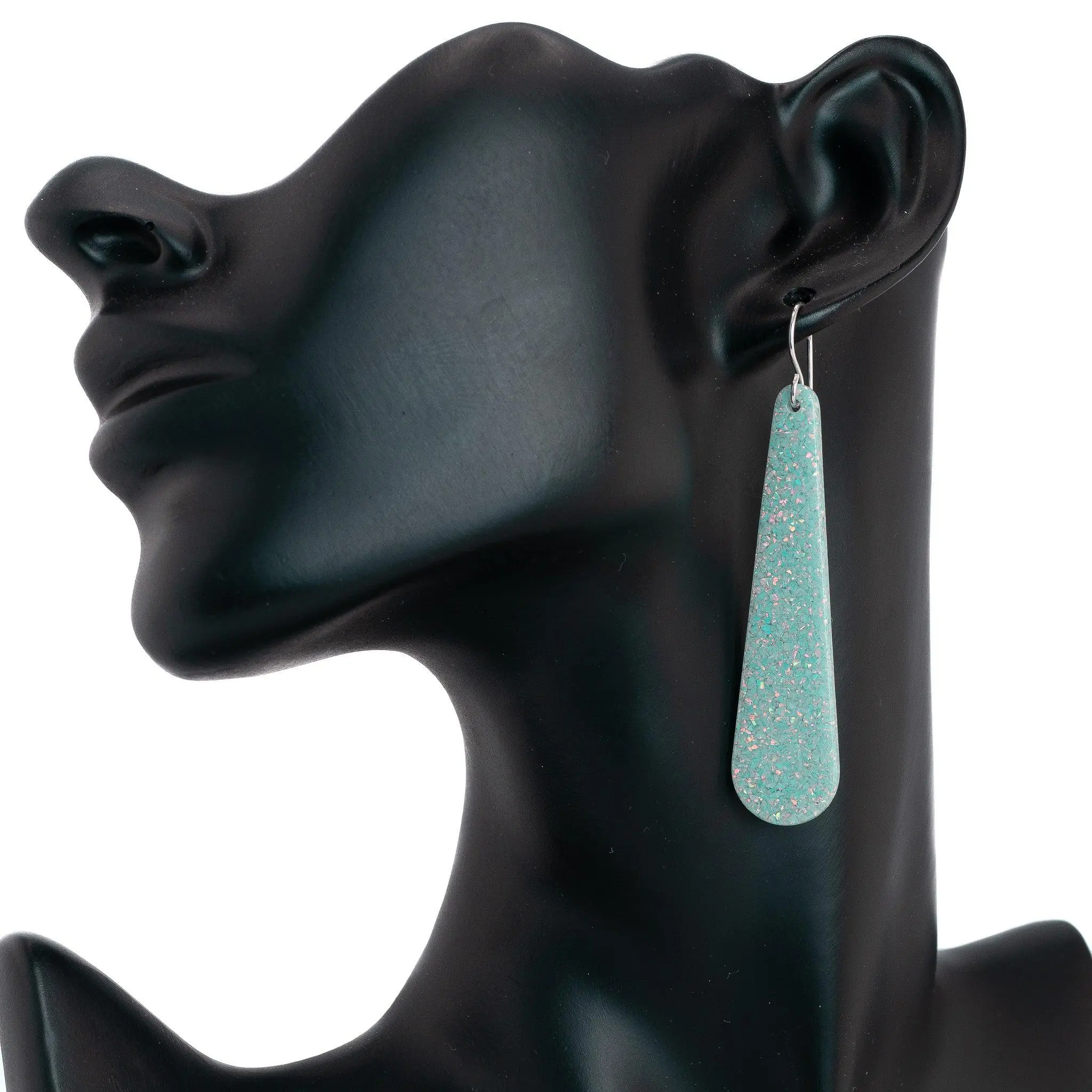 Aqua Opal Teardrop Earring, Long