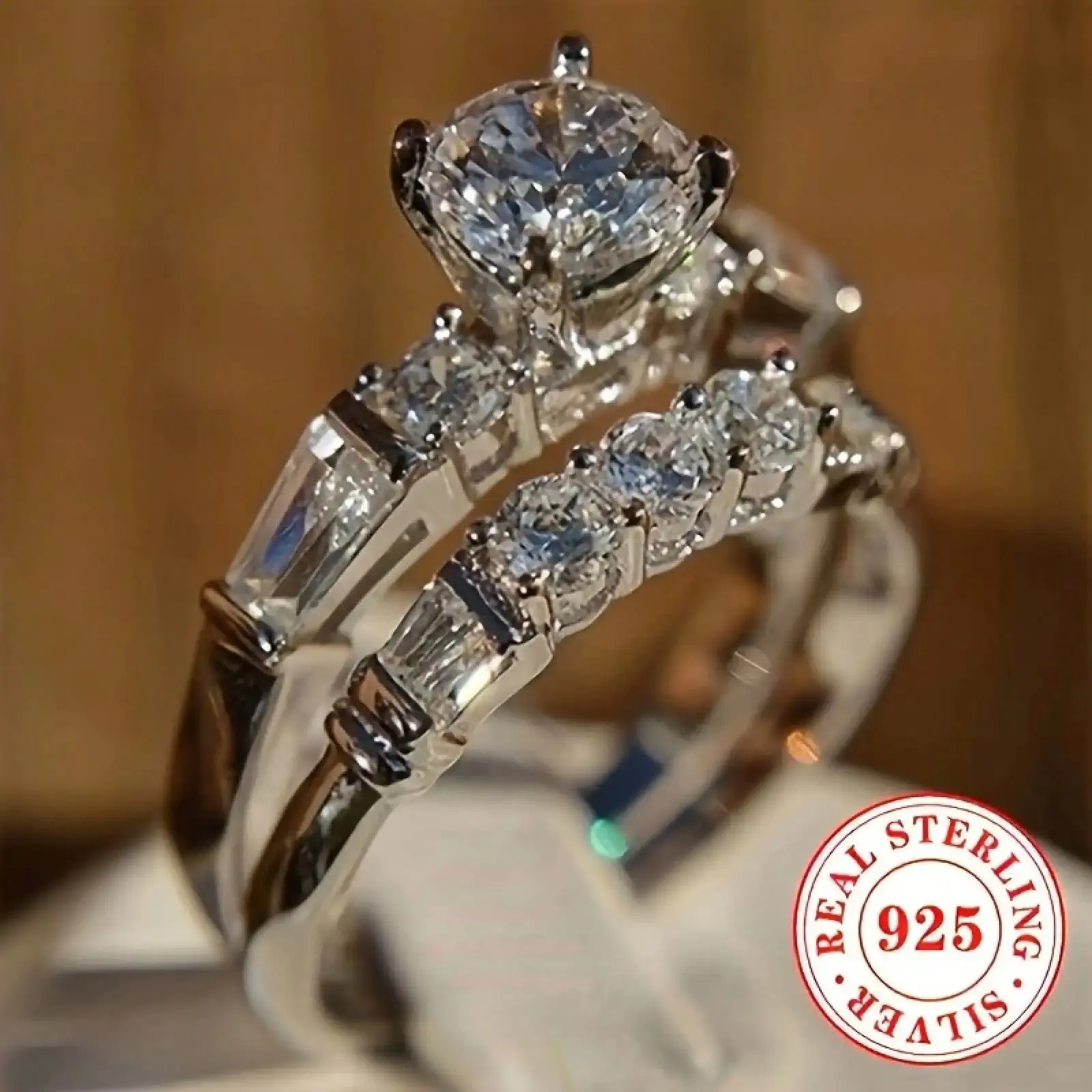 1 Piece/Set Women's Wedding Ring S925 Silver-Plated With Synthetic Inlay Ring Women's Engagement Wedding Ring Jewelry Proposal Gift