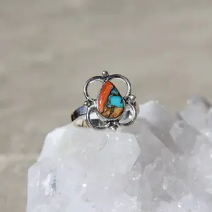 Spiny Oyster Turquoise 925silver ring Size 7