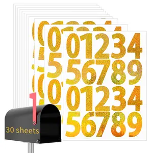 STARBOLING 2inch Shiny Gold Number Stickers 30 Sheets for Mailbox Address Bin Planner & Journal DIY Decor
