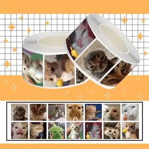 500Pcs Funny Silly Cat Sticker Roll Self Adhesive Sticker DIY Decals Sealing for Cup Laptop Notebook Luggage Birthday Gift, Scrapbook Materials, Scrapbooking Crafts