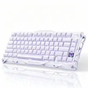 GravaStar Mercury K1 75% Purple Wireless Keyboard, Aluminum Alloy Exoskeleton Design Mechanical Gaming Keyboard, Gasket Hot-Swap Socket, Linear Switches, RGB Backlit