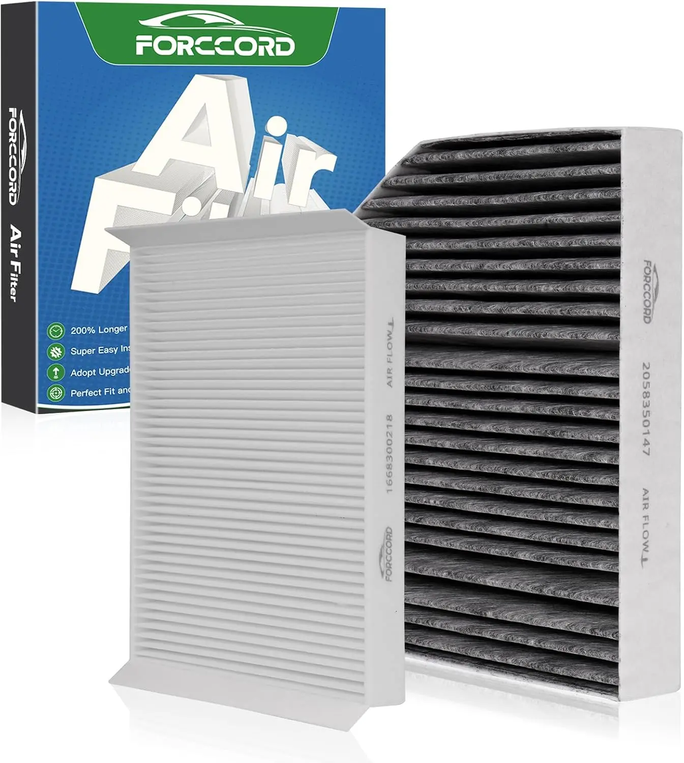 FORCCORD Mercedes C300 Cabin Air Filter & Engine Air Filter Replacement Kit 2015-2023, Fits GLC300 2016-2022 E300 E350 E450, Replace 2058350147 1668300218