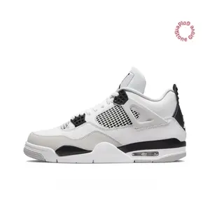 Grey White Black Leather and Suede Panel Mid-Top Retro Basketball Shoes
