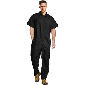 Lightweight Men's Short-Sleeve Work Coverall with Elastic Waist