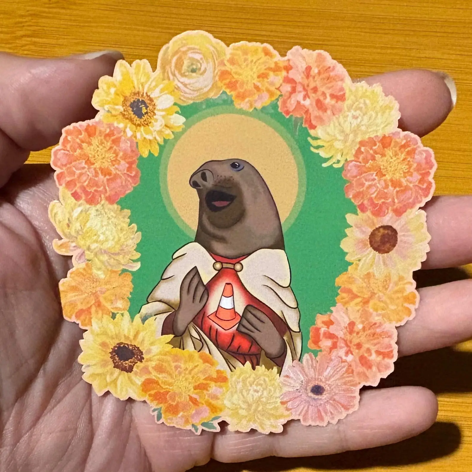 Neil the Seal, Patron Saint of Chaos waterproof vinyl sticker
