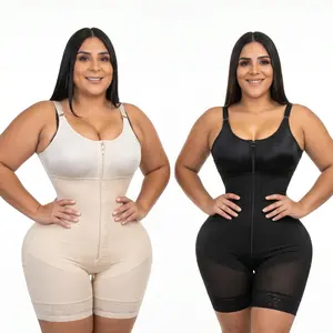 2 Piece Fajas Colombianas shapewear Tummy Control Butt Lifter Shaper with Zipper Crotch detachable shoulder strap