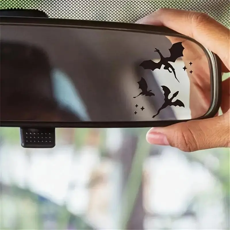 Cartoon Dragon Pattern, Irregular Shape Self Adhesive Car Rearview Mirror Sticker, Car Interior Decoration Accessories, Automotive Decoration, Car Decorations