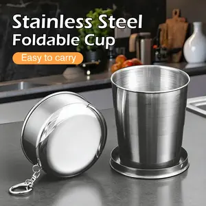 1 Count Stainless Steel Foldable Cup, portable design for running and picnicking