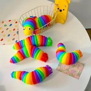 5pcs 3D Printed Caterpillar Stress-Relieving ornament, Rainbow Slug Educational, Desktop Decoration, Stress-Relieving and Venting Artifact, Gift for a Good Friend, Party Present.