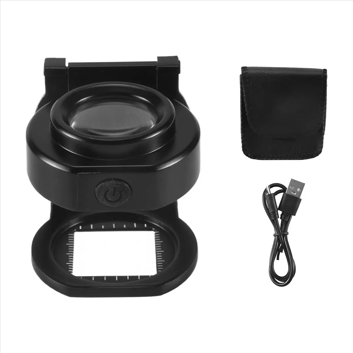 25X Loupe Magnifier with 6 Light, USB Three-Folding Desktop Portable Metal Eye Loupe Scale Sewing Magnifing Glass