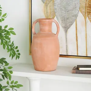 Pink Ceramic Terracotta Jug Decorative Vase with Handles