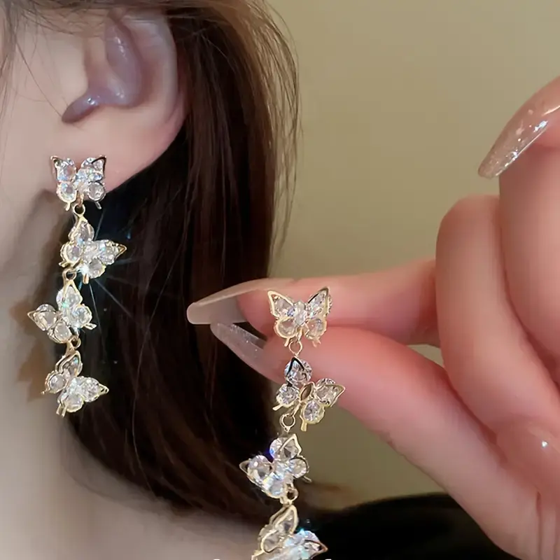 Women's Alloy-Shell Butterfly Tassel Earrings, 1-Pair Boho Shell-Embellished Drop Jewelry for Party Gifts & Daily Elegance Costume Accessory