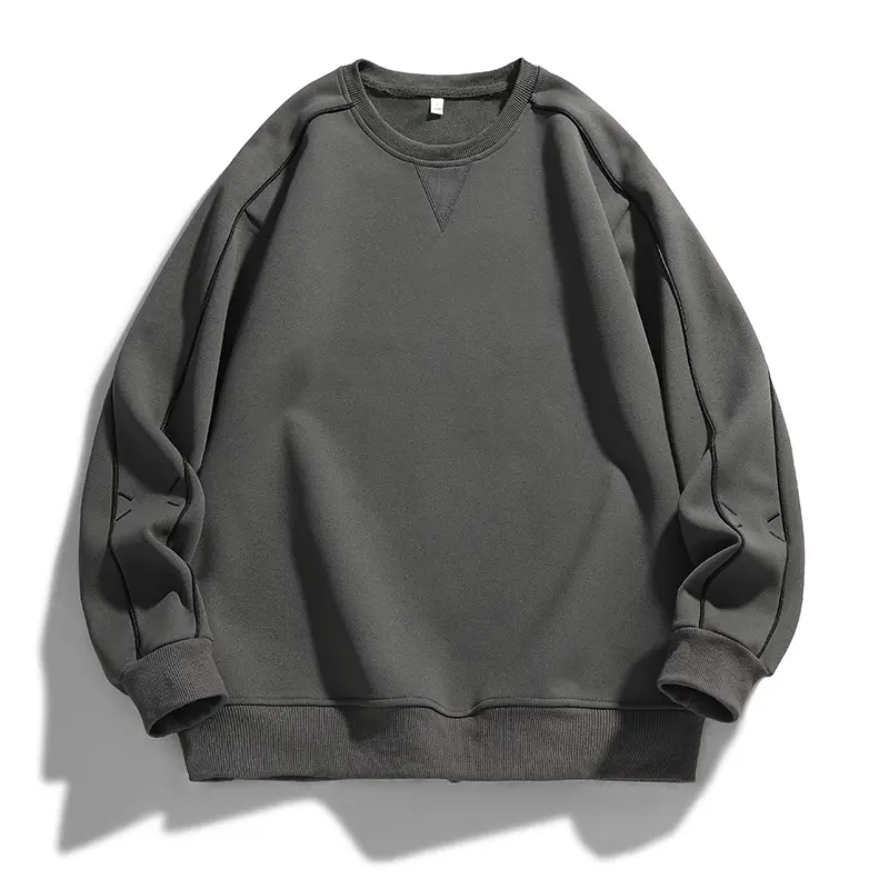 Men's Solid Crew Neck Striped Raglan Sweatshirt, Loose Drop Shoulder Pullover With Contrast Line Detail, Soft Knit Casual Top For Spring Autumn Daily Commute, Street And Campus Outfits