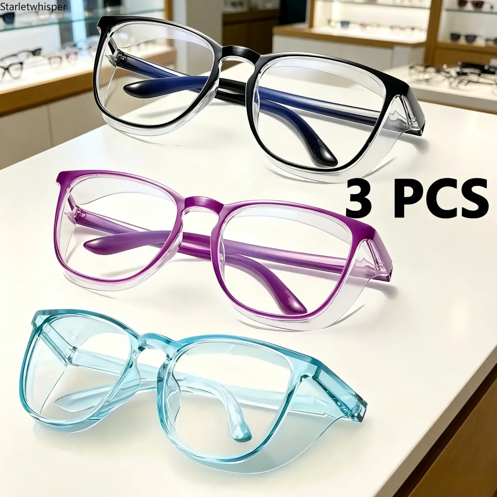 3pcs Solid Color Simple Anti-Spray Goggles For Women & Men, Anti-Pollen & Anti-Blue Light Eyewear, Windproof Dustproof Multi-Function Glasses Ideal For Daily Outdoor Use