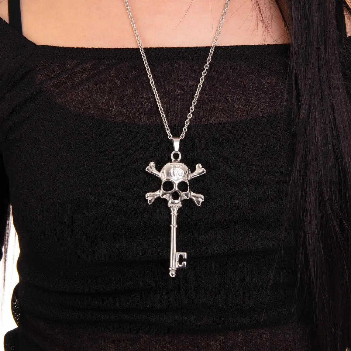 HeavenSent Nightmare Necklace | 100% Stainless Steel Skeleton Key Design With Signature Logo Engraving.  Adjustable Length, Tarnish Proof, Waterproof