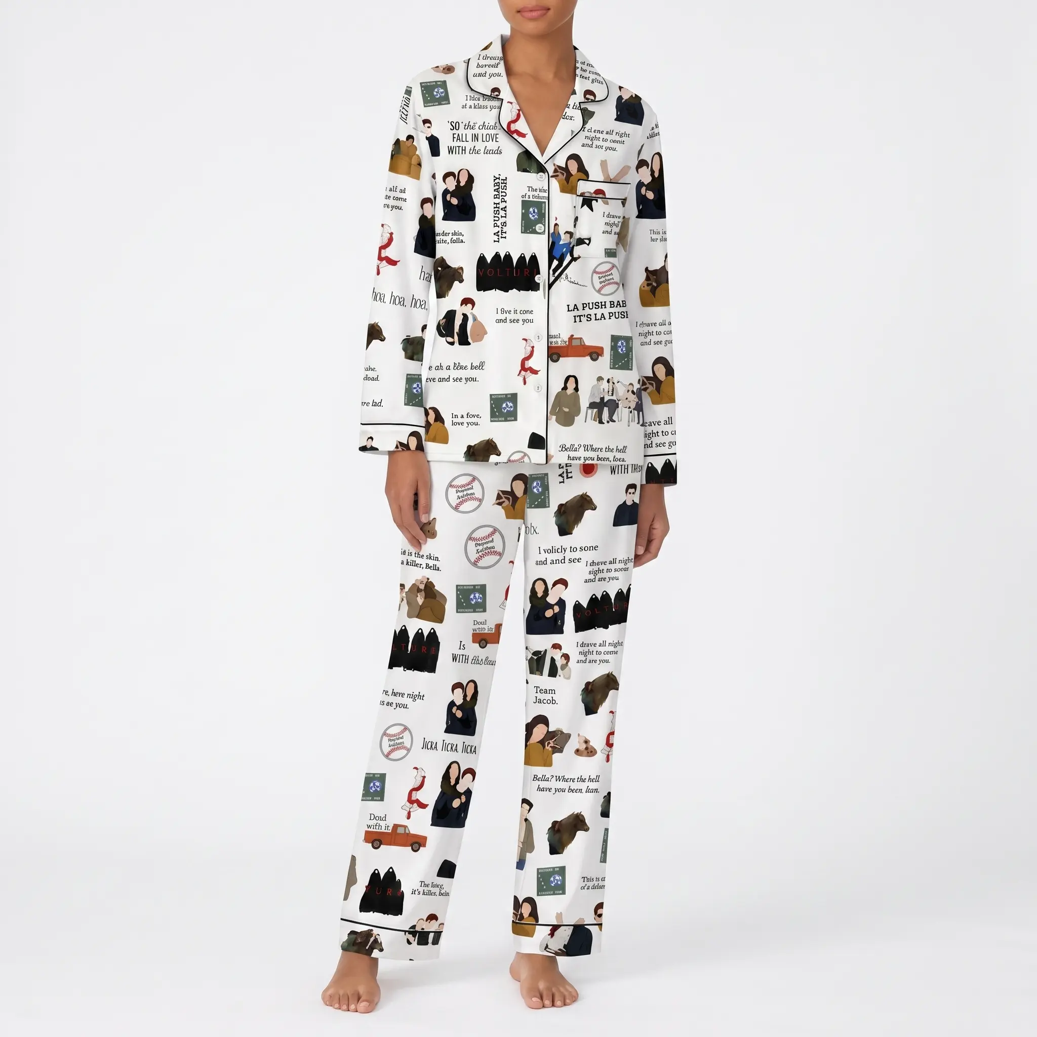 The Twilight Saga Mixed Pajamas Sets, Hoa Hoa Hoa Soft Silky Satin Sleepwear & Loungewear, Gift for Twilight Book Lover & Movie