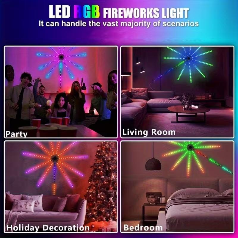RGB Smart Firework Light Strip, Remote Control, Multiple Lighting Modes, Music Sync RGB, Dreamy Color LED Strip, USB Powered
