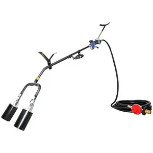 Flame King 500,000 BTU X 2 Torch Heads, Dual Heads Heavy Duty Weed Burner, Self Igniting, Large Wide Barrels, 16-FT Hose Regulator Assembly, 40 inches Long