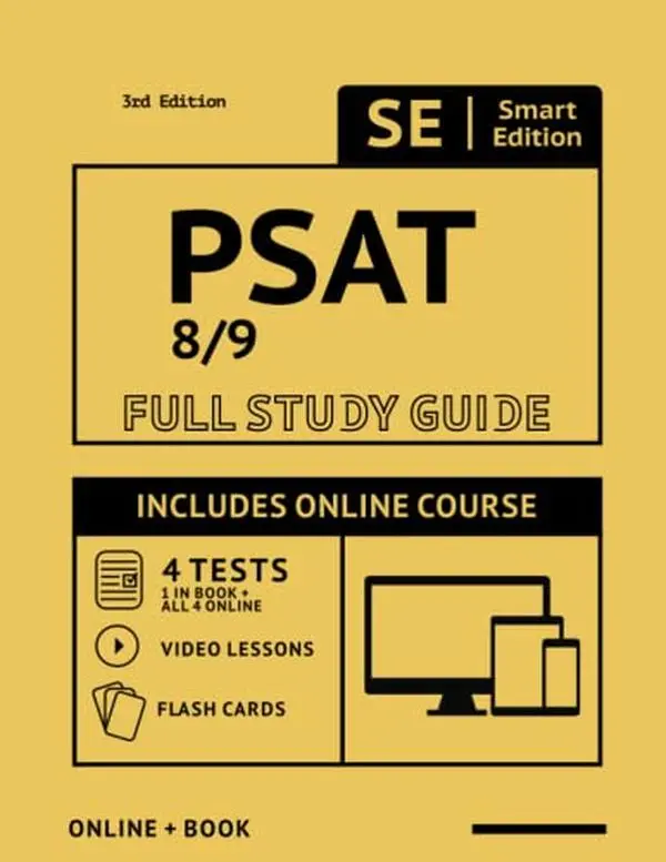 USED Book - PSAT 8/9 Study Guide Prep: Smart Edition Academy PSAT 8/9 Prep Includes 4 Online Practice Tests + Online Flashcards + Video Lessons by Smart Edition (Paperback) - english