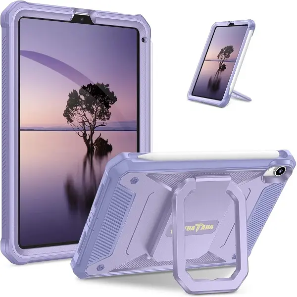 Fintie Heavy-Duty Case for iPad Mini (A17 Pro) 7th Gen, iPad Mini 6th Gen with Magic Ring Stand & Screen Protector, iPad Mini Protection Cover