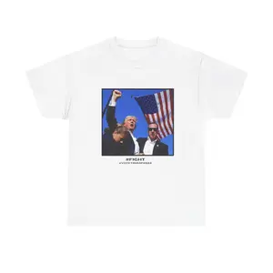 Trump 2024 "FIGHT" 100% US cotton Unisex T-Shirt, Support Trump, America First, Vote Republican, Trump Fist Photo