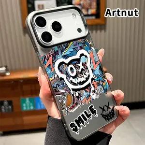Colorful Silvery Graffiti Bear Pattern Case for iPhone 17 Pro Max 16 Plus 15 14 13 12 11 Air E Shockproof Non Slip Military-Grade Protection slim Cover