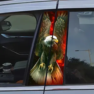 Beautiful and Fun 2 Pcs Car Center Pillar Stickers, Creative B Column Protection Film, Flame Eagle Decal for Cars, Walls, Window Glass