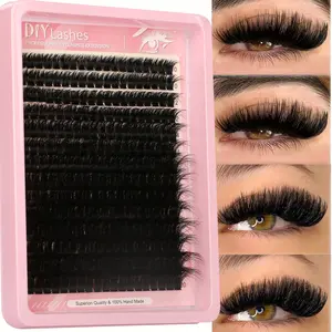Soft Dense Fluffy 20mm DIY False Eyelashes Set, Eyelash Extension, DD Curl Mixed Length, Natural & Dramatic Look, Reusable Individual Lashes for Beginners
