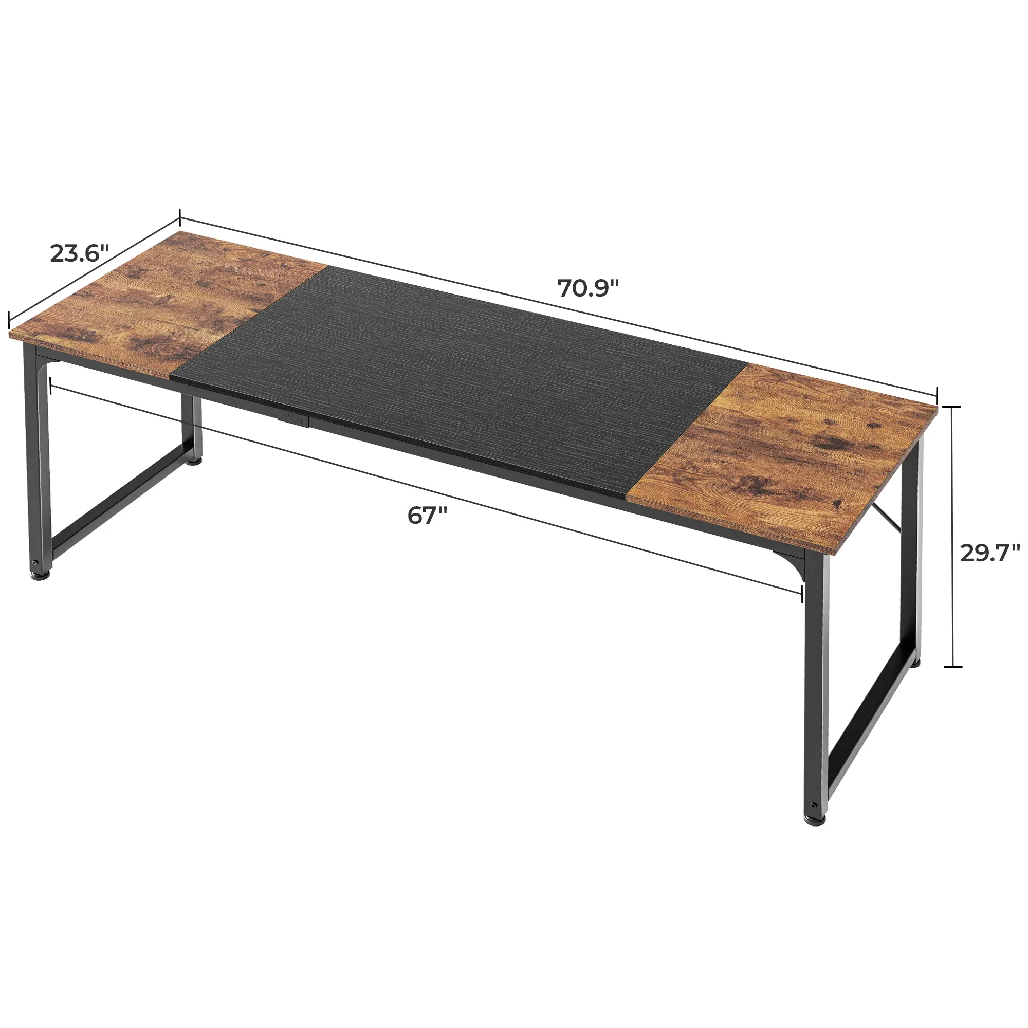 70 Inch Rustic Brown and Black