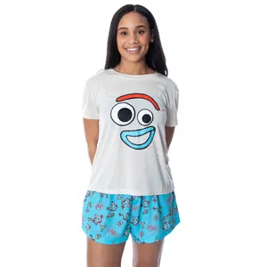 Disney Women's Toy Story Forky Shirt and Sleep Shorts Loungewear 2 Piece Pajama Set
