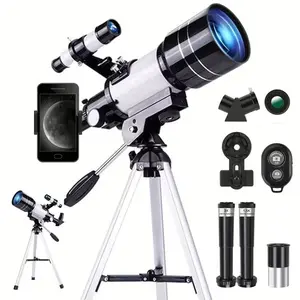 150X Portable Astronomical Telescope with 70mm Aperture - Includes Tripod, Phone Holder, Eyepieces & Barlow Lens for Nature Viewing, Stargazing, Education & Outdoor Exploration | Perfect Gift for Adults & Families