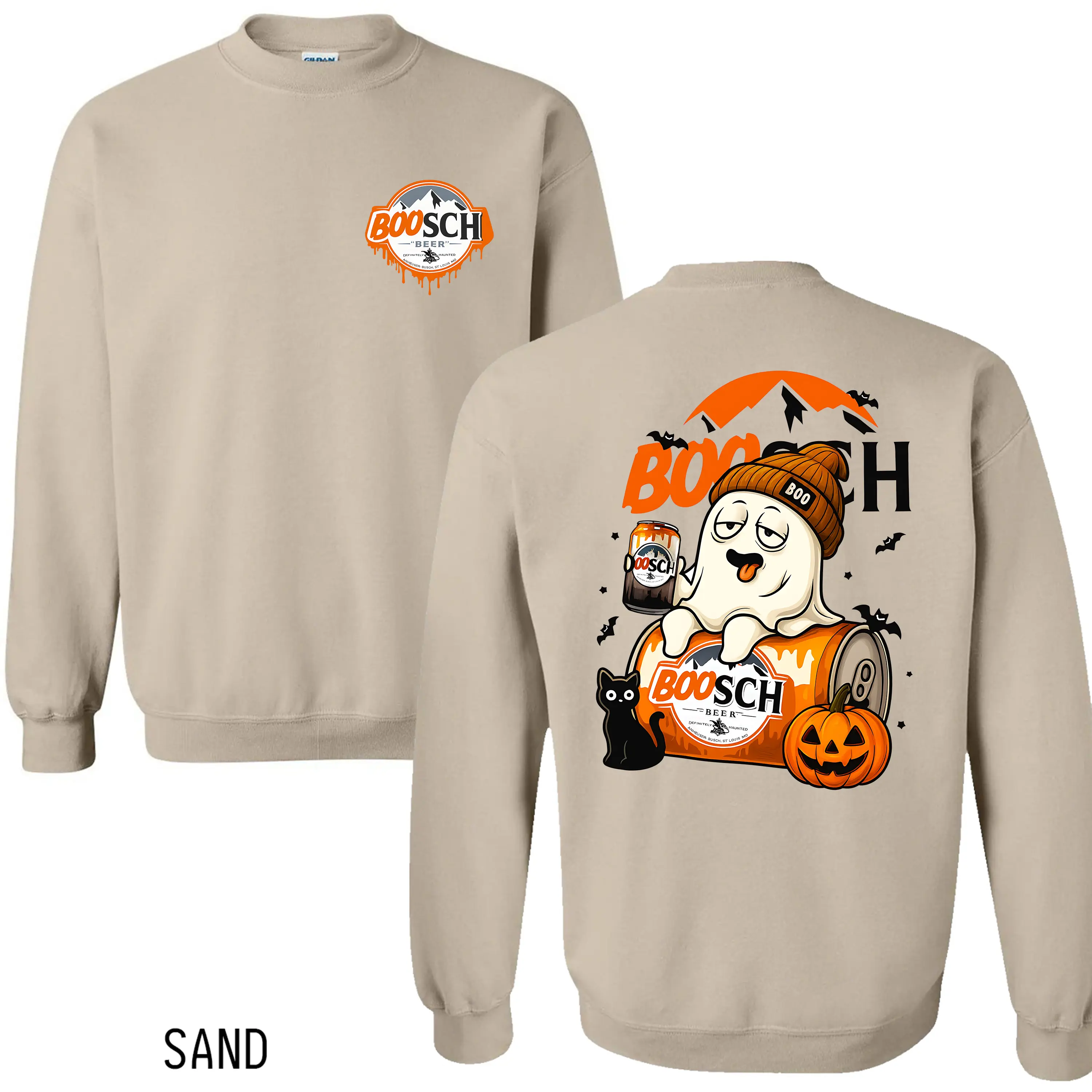 [New Collection For Men][100% Cotton] Boosch Beer Ghost Shirt, Spooky Halloween Sweatshirt, Trendy Halloween Hoodie, Spooky Season Drinking Tee, Cute Boo-SCH Beer Halloween Party Shirt