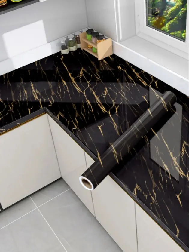 Modern Marble Peel and Stick Kitchen Wallpaper – PVC Contact Paper for Cabinets, Countertops, Walls, Furniture & Home Decor