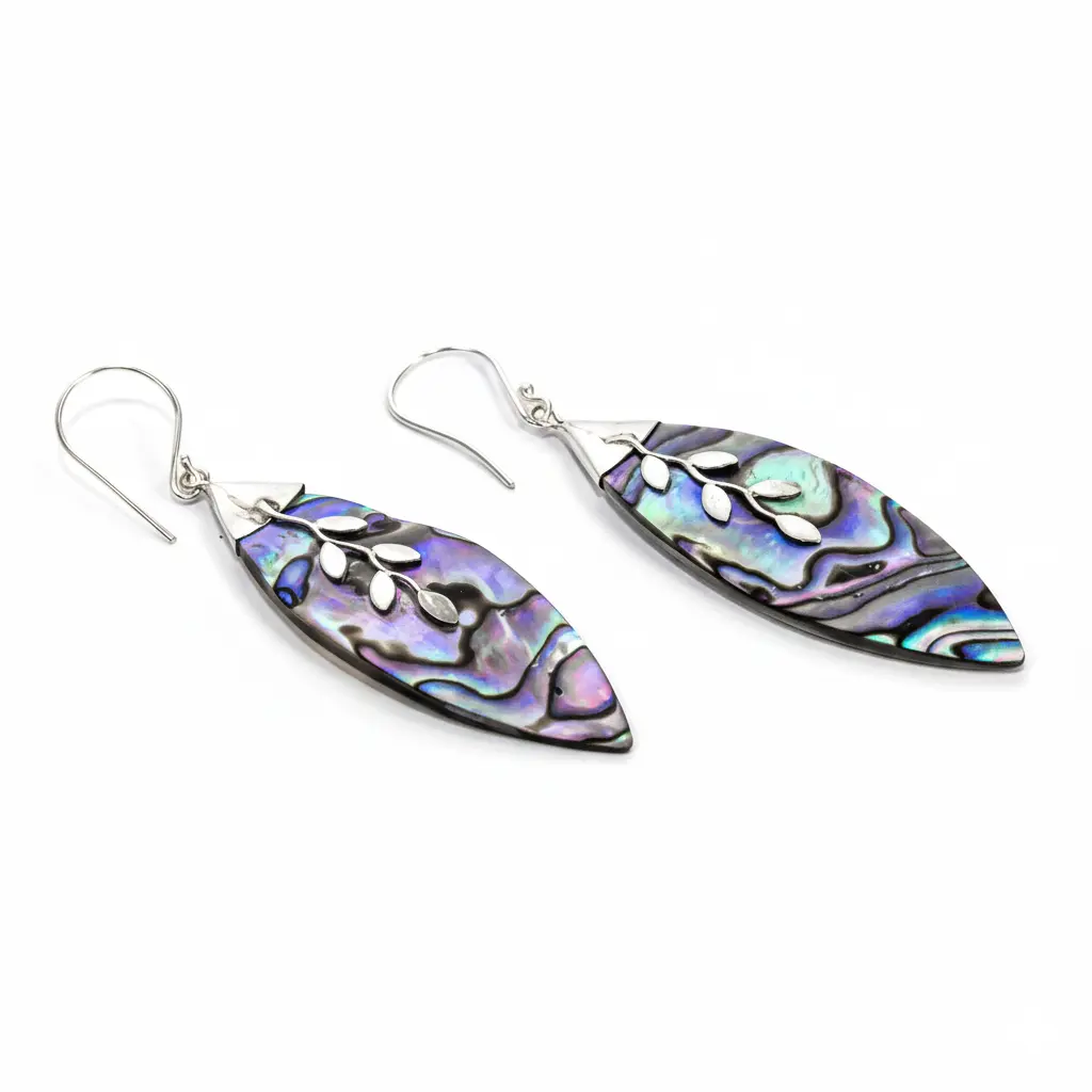 Enchanting Bali Handmade Abalone Shell Earrings in Sterling Silver