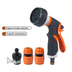 Garden Hose Spray Gun, 8 Adjustable Watering Modes Water Sprayer with 3 Quick Connectors, Non-slip ABS Mist Sprayer for Plants, Lawns, Car Cleaning