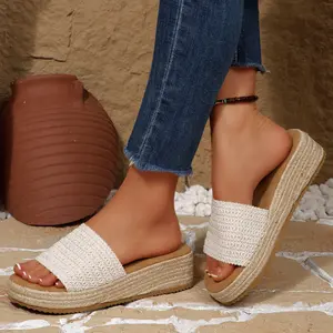Women Open Toe Platform Sandals Comfortable Beach Sandal Slide Espadrilles Dressy Summer Shoes