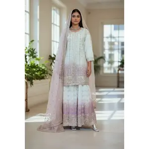 Star Georgette Russian Plazo Dress, Cultural Wear for Women