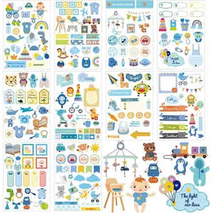 10 Sheets  Boy Scrapbook Stickers, Various Designs   Adorable Scrapbook Supplies for  Memory Keeping,  Boy Shower,  Planner & First Year Journaling