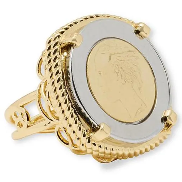 Bellezza Genuine 500 Lira Coin Gold-Tone Ring