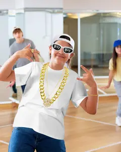 8 Pcs Hip Hop Rapper Costume Kit 2000s 80s 90s Accessories Outfit for Men Women Adult