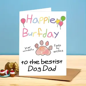 Funny Father's Day Card for Dog Dads, Cute Birthday Gift for Dog Owners, Humorous Greeting Card with Envelope, Perfect for Pet Lovers