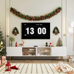 [mothersdaygift] EBELLO 86" LED TV Stand, Modern Entertainment Center up to 75" 80" 85" TV, Television Console Table with Storage Cabinets for Living Room, White