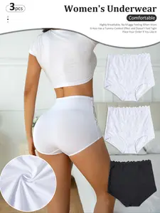 Women‘s Seamless Breathable High Waisted Panties 2/3/4/5/6 Pack - Light Tummy Control Without Tightness, Comfort Under Office Attire, Black & White Set