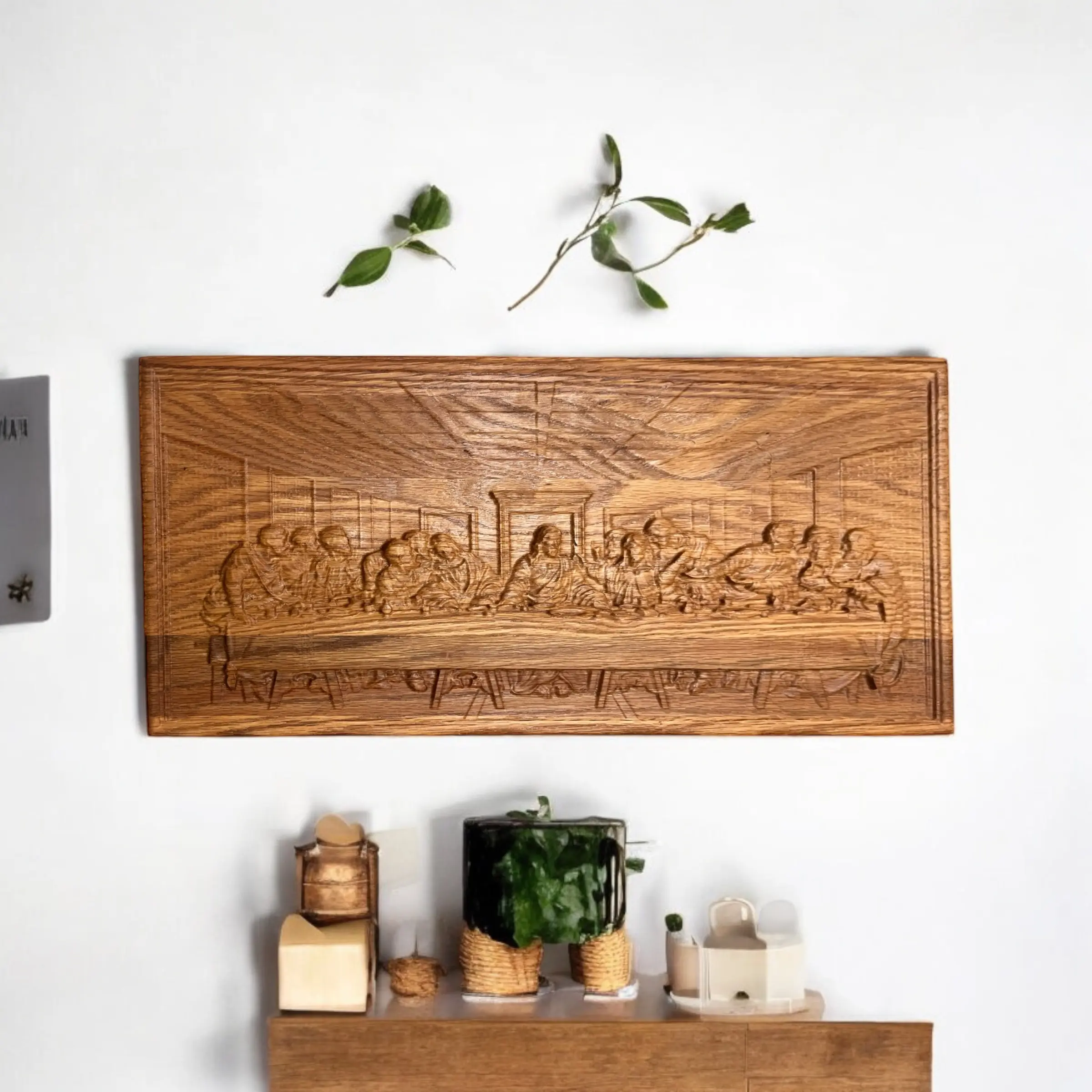 3D Da Vinci Last Supper carved wooden wall art decor